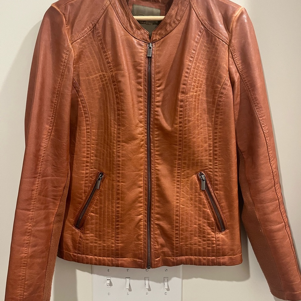 Women's Faux Leather Jacket in Rich Brown